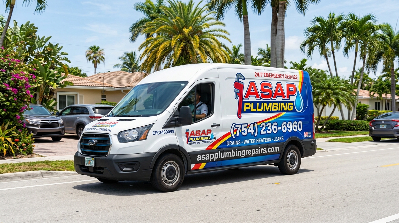 ASAP Plumbing service van arriving at customer home in Orlando